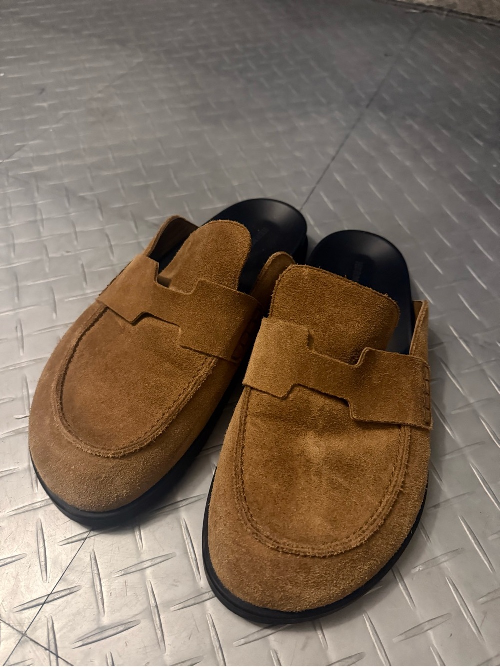 Hermes Men’s Suede Slip-On Loafers in Tan - Picture 3 of 4